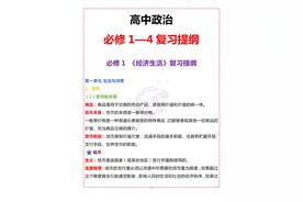 高中政治必修1—4复习提纲！满满宝藏干货图片