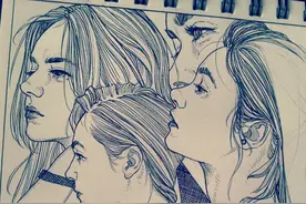 速写随笔：几支黑色笔，画出时尚性感、炫酷迷人，飘逸图片