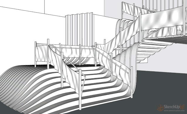 最浪的奇葩楼梯建模，SU依然轻松搞定？