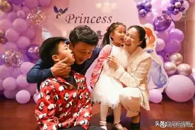 王楠夫妇为5岁女儿办生日宴，儿女送亲吻，大满贯一家四口笑开花图片