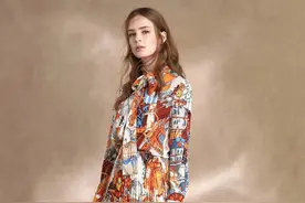 2020春季新款女装上衣港味复古印花撞色长袖雪纺衫小众设计感衬衣图片