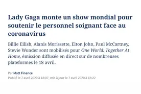 全球云演唱会 ONE WORLD TOGETHER AT HOME 由Lady Gaga发起！图片