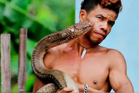 蛇庙，耍蛇人，把眼镜王蛇当宠物，难道这是蛇与人相处的最高境界图片