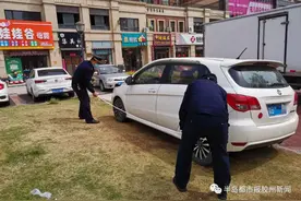 两辆私家车压绿地停车，分别被处200元罚款图片