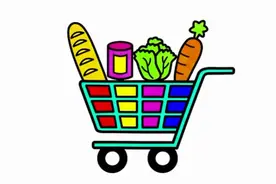 亲子涂色画：超市购物车