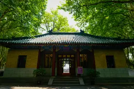 南京紫金山藏着一颗海蓝之心，梧桐树连接成项链，中间正是美龄宫图片