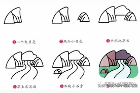 每天学一幅简笔画--小河流水简笔画步骤图片大全图片