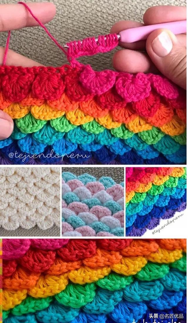 温暖毛线钩鱼鳞的方法