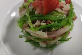 美食—美味（荷兰豆拌北极贝裙边）图片