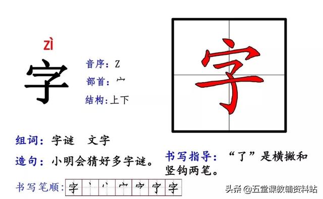 【智】一年级语文(下册)生字拼音,部首,结构,笔顺,组词,造句(一)