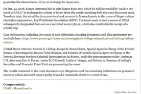 花$40万把儿子买入UCLA的中国家长，认罪罚$25万，当庭释放图片