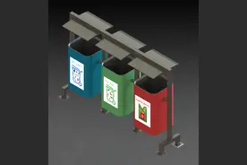 dustbins简易分类垃圾箱3D数模图纸 Solidworks设计图片