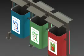 dustbins简易分类垃圾箱3D数模图纸 Solidworks设计图片