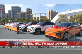 海南首批24辆二手车出口运往中东迪拜图片