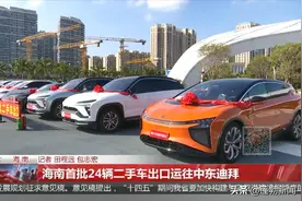 海南首批24辆二手车出口运往中东迪拜图片