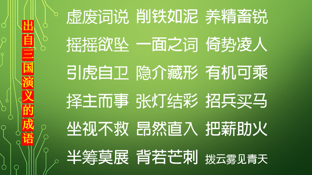 198个出自《三国演义》中的成语，每一个都出自一个故事