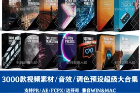3000款+视频素材\转场\标题预设\音效\LUTS\大合集，都在这里了图片