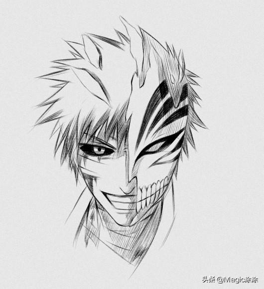 超详细步骤教你手绘一张死神黑崎一护 这眼神太帅气了