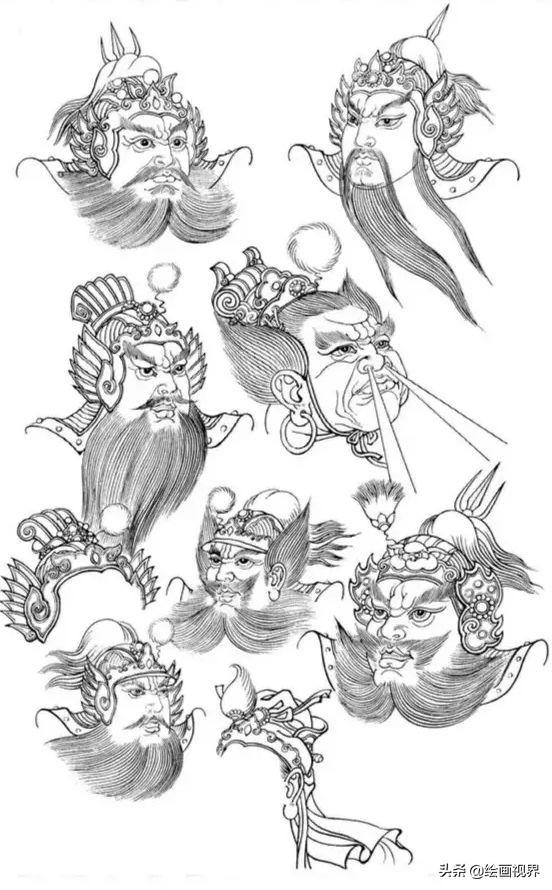 铠甲勇士卡通素描（武将白描画法从造型到线条）