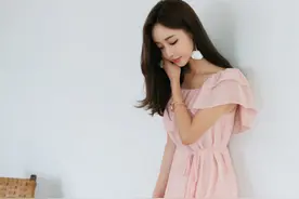 粉甜奶昔夏荷围领层叠蛋糕裙图片