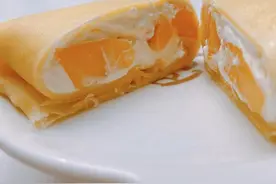 芒果班戟做法，西式薄饼皮奶油包芒果，每咬一口都很满足图片