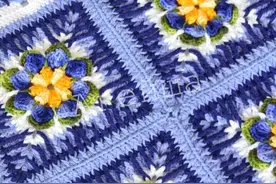 「钩编图解」一款漂亮的拼花垫子编织图解图片