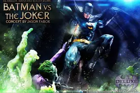 《蝙蝠侠》精致雕像发布！蝙蝠侠大战小丑 1/3比例全身雕像图片