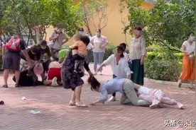 两家人在动物园互殴：右手抱娃左手扯头发的大妈火出圈图片