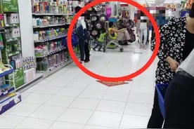 “爸爸带娃，活着就好”，超市里熊爸用手推车另类带娃，引发热议图片