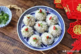珍珠糯米丸子，用它替代猪肉，低脂又好吃，健康年夜饭学着做起来图片