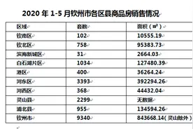 2020年1-5月钦州市各区县商品房销售情况已出，快来围观图片