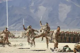 中印加勒万河谷战斗后，解放军加强单兵格斗和冷兵器使用训练图片