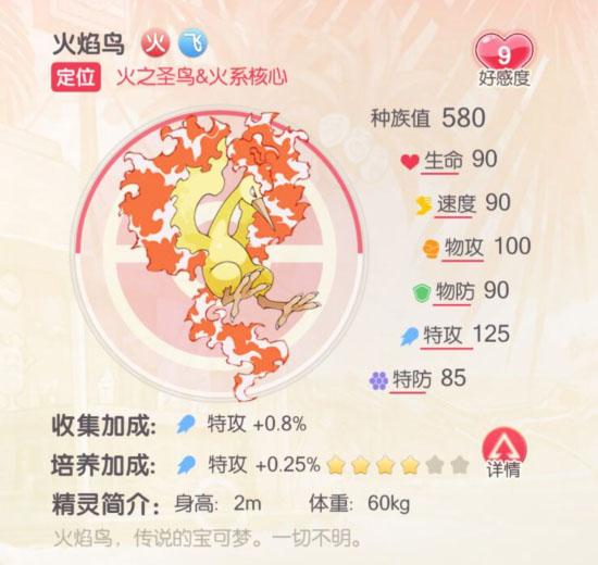 火焰鸟是火队的核心精灵,全屏攻击 全队暴击伤害.