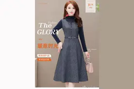 气质收腰小个子中长款连衣裙图片