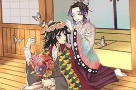 画师帮漫迷圆梦，绘制出鬼灭CP的婚后生活，蛇恋儿女双全太幸福图片