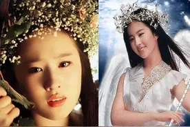 同样是戴花环：刘亦菲最经典，赵丽颖的甜美，她的感觉太吓人图片