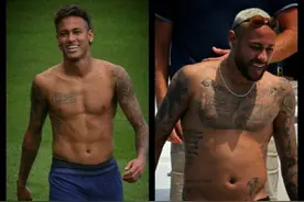 笑哭！内马尔变“肉马尔”！发福太明显 腹肌变一块就剩大肚腩图片