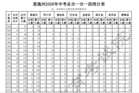 ​来了！恩施州2020年中考总分一分一段统计表图片