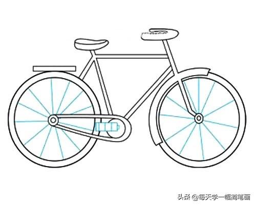 每天学一幅简笔画--自行车简笔画步骤解教程