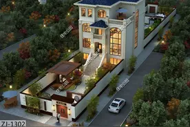 农村建别墅，还是欧式受欢迎，60万住上有挑空客厅还有车库的房子图片