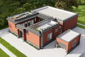 15x20米，农村一层三合院，平屋顶，室内4室3厅图片