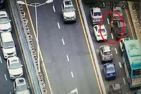 高架桥上发卡片，“名片姐”妨碍交通面临行拘图片