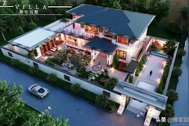 22x38米，广东农村两层新中式合院，二进院落，水景环绕图片