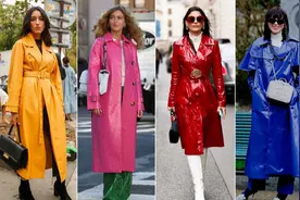 今秋别穿风衣了，时髦前卫的彩色皮衣不香吗？潮酷女孩的秋日必备图片