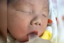 刚出生的婴儿因吮吸奶嘴“有模有样”火了，网友：别被外表所欺骗图片
