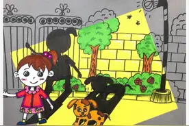 创意少儿美术丨儿童创意画/拼贴画/马克笔：路灯下的影子图片