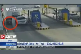 一女子驾着电动三轮车，跟着导航上了高速……图片
