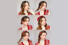 春节发型搭配编发才能更出彩！双麻花可爱，侧边马尾更显温柔图片