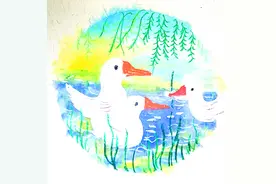 油水分离法点燃美术课堂，提升教学有效性，水粉创意《春江水暖》图片