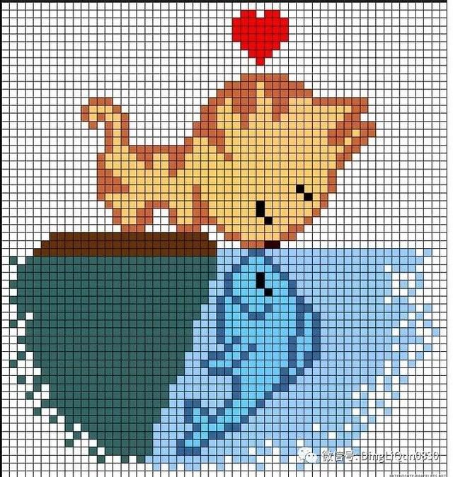 毛线钩织动物图解大全 「针织图解」17个关于猫咪的图案,可用于编织或